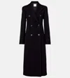 Sportmax Long Double-breasted Wool Coat Featuring Belt In Black