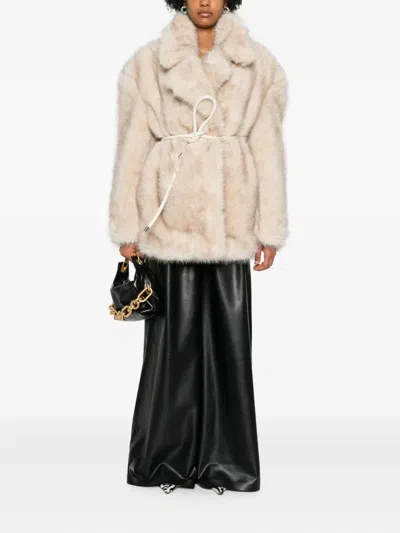 Sportmax Concealed-fastening Faux Fur Coat In White
