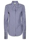 Sportmax Striped Collared Shirt Cuffed Sleeves In Light Blue