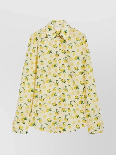 Sportmax Contoured Yoke Print Shirt In Yellow