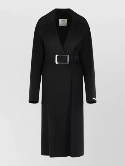 Sportmax Cose Robe Coat Virgin Wool Belted In Black
