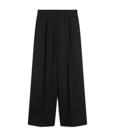Sportmax Cotton And Viscose Palazzo Trousers In Black
