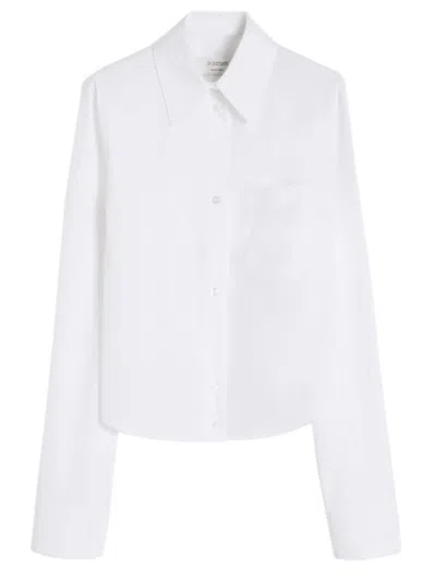 Sportmax Cotton Cropped Shirt With Pleated Back In White