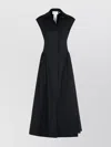 Sportmax Cotton Flared Skirt Midi Length Dress In Black