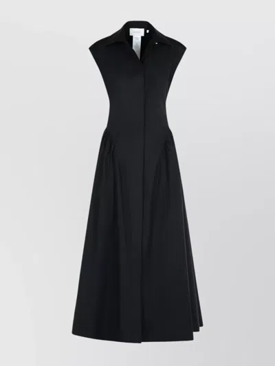 Sportmax Cotton Flared Skirt Midi Length Dress In Black