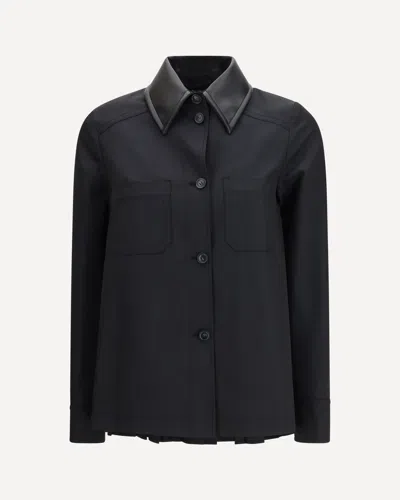 Sportmax Cotton Gabardine Shirt With Pleated Back In Black
