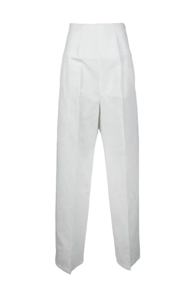 Sportmax Cotton Linen Trousers - White