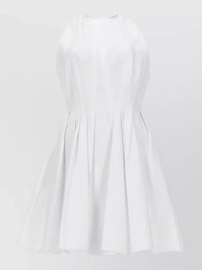 Sportmax Sleeveless White Mini Dress With Flared Pleated Skirt