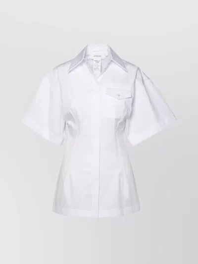 Sportmax Cotton Shirt With Chest Pocket And Cuffed Sleeves In White