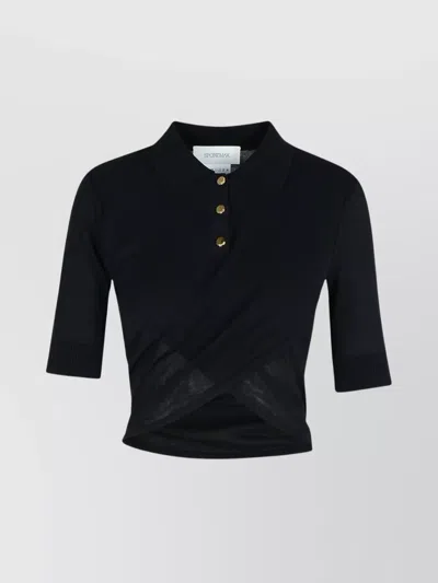 Sportmax Cotton Sweater With Polo Collar And Wrap Design In Black