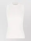 Sportmax Cotton Top With Mock Neck And Ribbed Texture In White