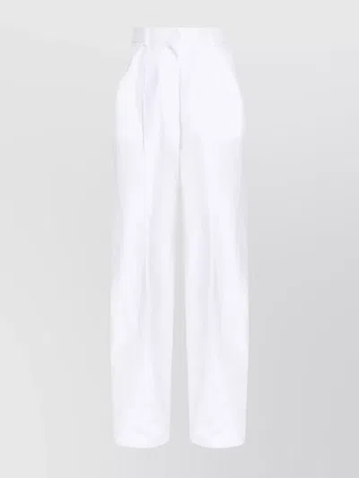 Sportmax Cotton Trousers Pleated Design In White