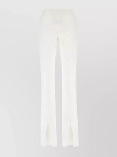 Sportmax Cotton Trousers With Seam Detailing And Slit Hem In White