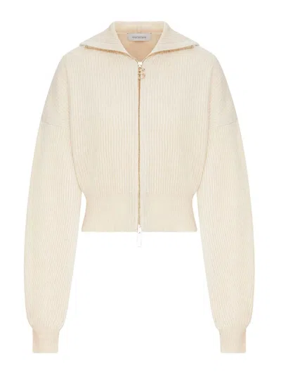 Sportmax Long-sleeve Hooded Knit Top In White