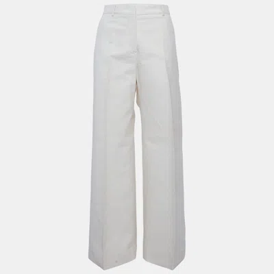 Sportmax Cream Gabardine Wide Leg Pants In White