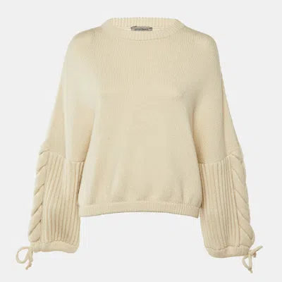 Sportmax Cream Knit Bell Sleeve Sweater In Neutral