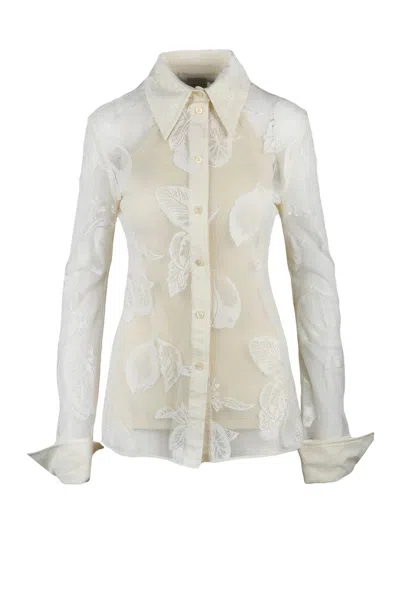 Sportmax Cream Semi-sheer Shirt In White