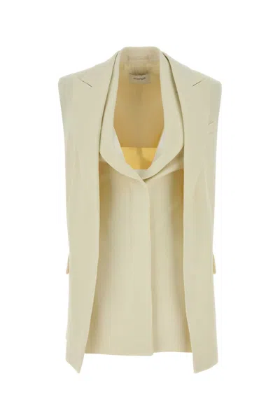 Sportmax Cream Stretch Crepe Campale Vest In Yellow