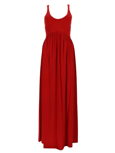 Sportmax Crepe T-shirt Long Dress In Red