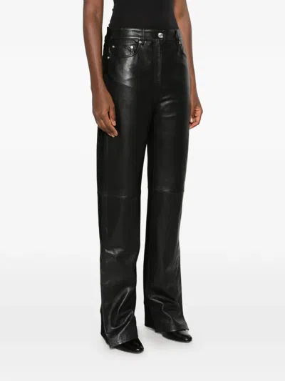 Sportmax Crespo Leather Panelled Trousers In Black