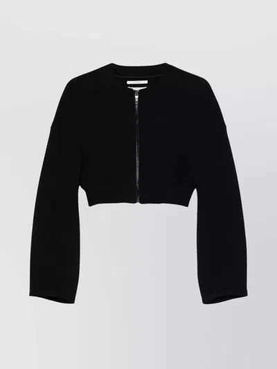 Sportmax Crew Neck Cropped Drop Shoulder Jacket In Black