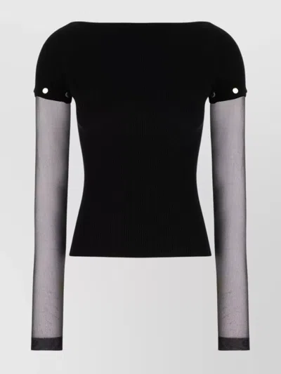 Sportmax Crew-neck Fitted Lightweight Ribbed Sweater In Black