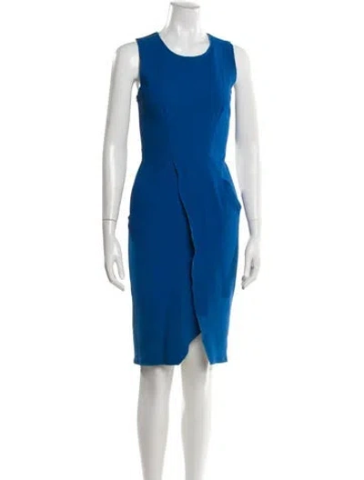 Pre-owned Sportmax Crew Neck Knee-length Dress In Blue