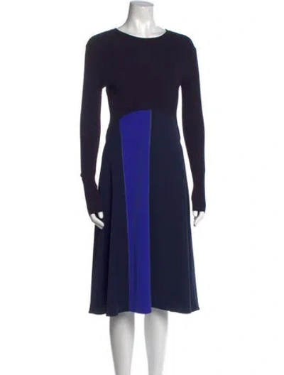 Pre-owned Sportmax Crew Neck Knee-length Dress In Blue
