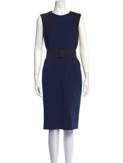 Pre-owned Sportmax Crew Neck Knee-length Dress In Blue
