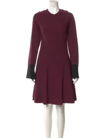 Pre-owned Sportmax Crew Neck Knee-length Dress In Burgundy