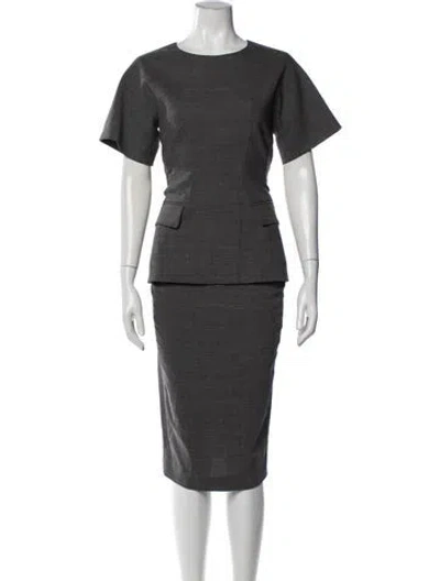 Pre-owned Sportmax Crew Neck Knee-length Dress In Gray
