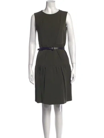 Pre-owned Sportmax Crew Neck Knee-length Dress In Green