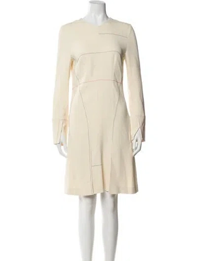 Pre-owned Sportmax Crew Neck Knee-length Dress In Neutral