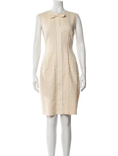 Pre-owned Sportmax Crew Neck Knee-length Dress In Neutral