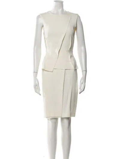 Pre-owned Sportmax Crew Neck Knee-length Dress In Neutral