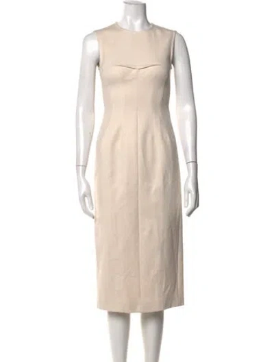 Pre-owned Sportmax Crew Neck Knee-length Dress In Neutrals
