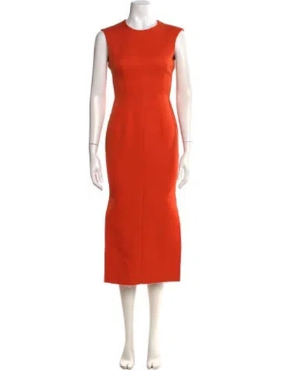 Pre-owned Sportmax Crew Neck Knee-length Dress In Orange