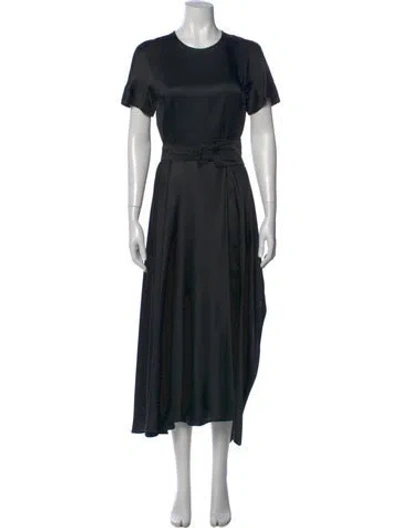 Pre-owned Sportmax Crew Neck Long Dress In Black