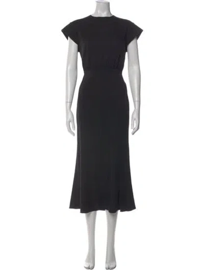 Pre-owned Sportmax Crew Neck Long Dress In Black