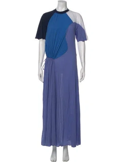 Pre-owned Sportmax Crew Neck Long Dress In Blue
