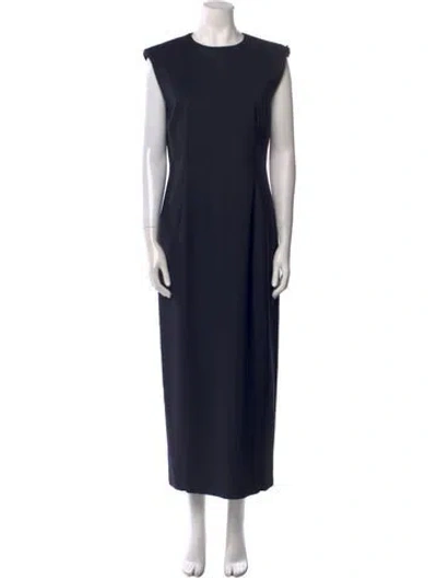 Pre-owned Sportmax Crew Neck Long Dress In Blue