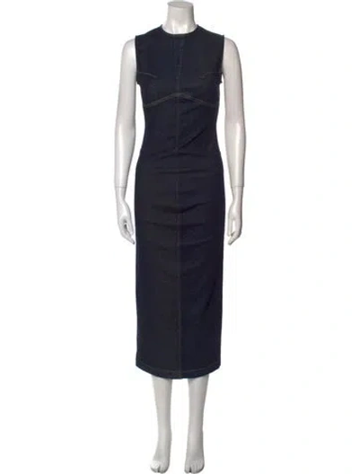 Pre-owned Sportmax Crew Neck Long Dress In Blue