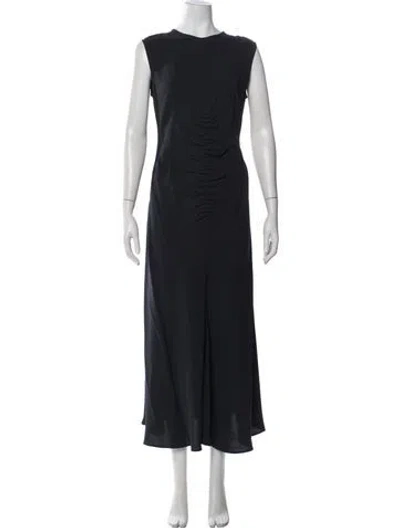 Pre-owned Sportmax Crew Neck Long Dress In Blue