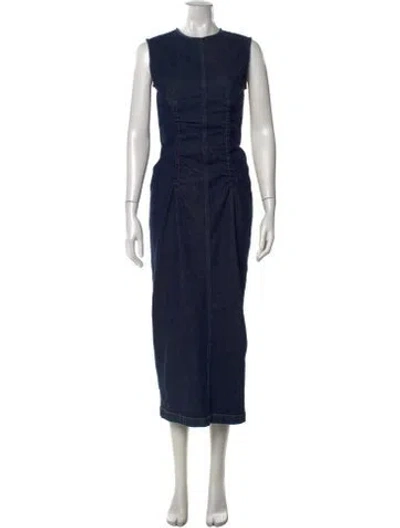 Pre-owned Sportmax Crew Neck Long Dress In Blue