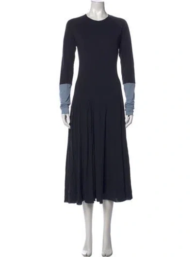 Pre-owned Sportmax Crew Neck Long Dress In Blue
