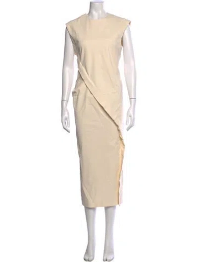 Pre-owned Sportmax Crew Neck Long Dress In Neutrals