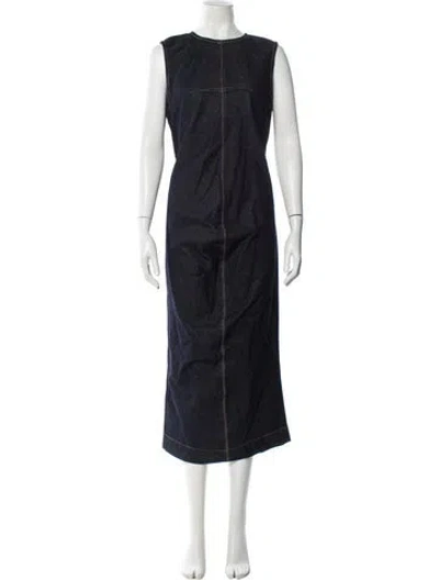 Pre-owned Sportmax Crew Neck Long Dress W/ Tags In Blue