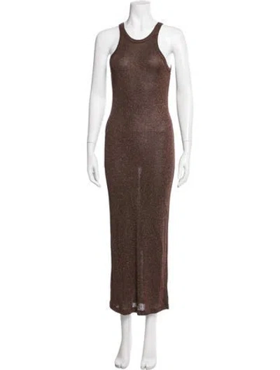 Pre-owned Sportmax Crew Neck Long Dress W/ Tags In Brown