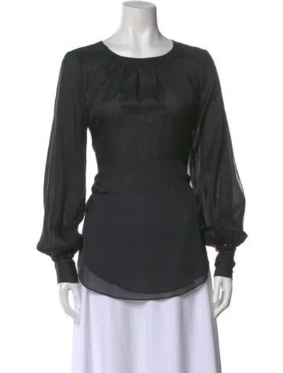 Pre-owned Sportmax Crew Neck Long Sleeve Blouse In Gray