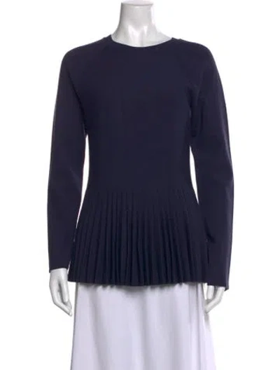 Pre-owned Sportmax Crew Neck Long Sleeve Top In Blue